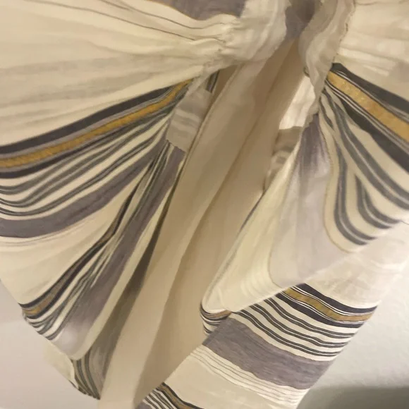 Banana Republic Zephyr Midi Skirt Gauzy Cream Gold Striped Midi Skirt - Picture 9 of 10